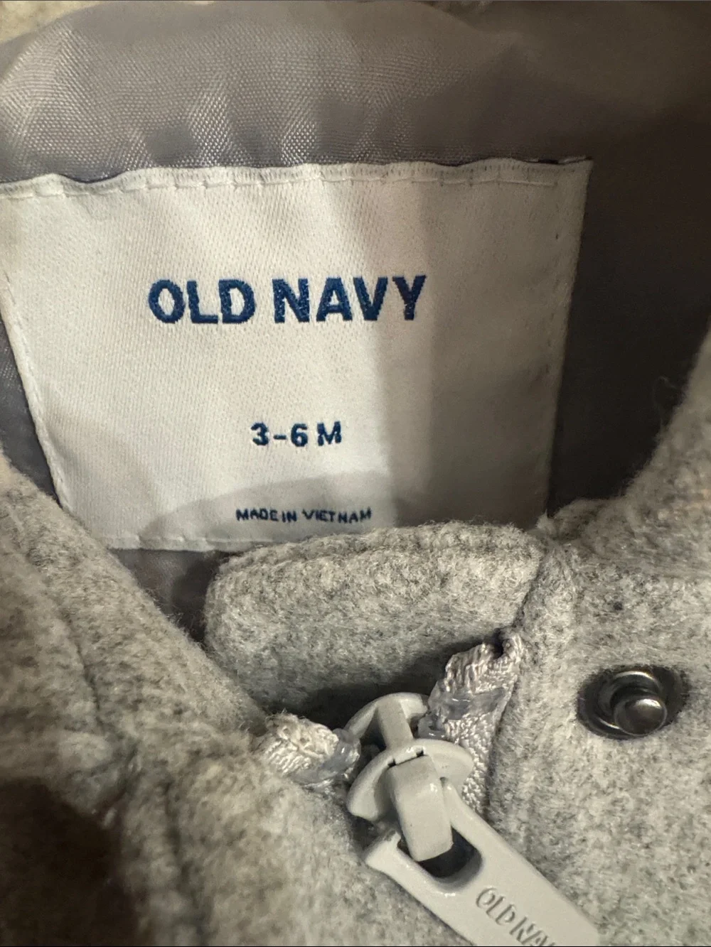 Old Navy Toddler Gray Hooded Wool-Blend Pea Coat with Cream Sherpa Lining